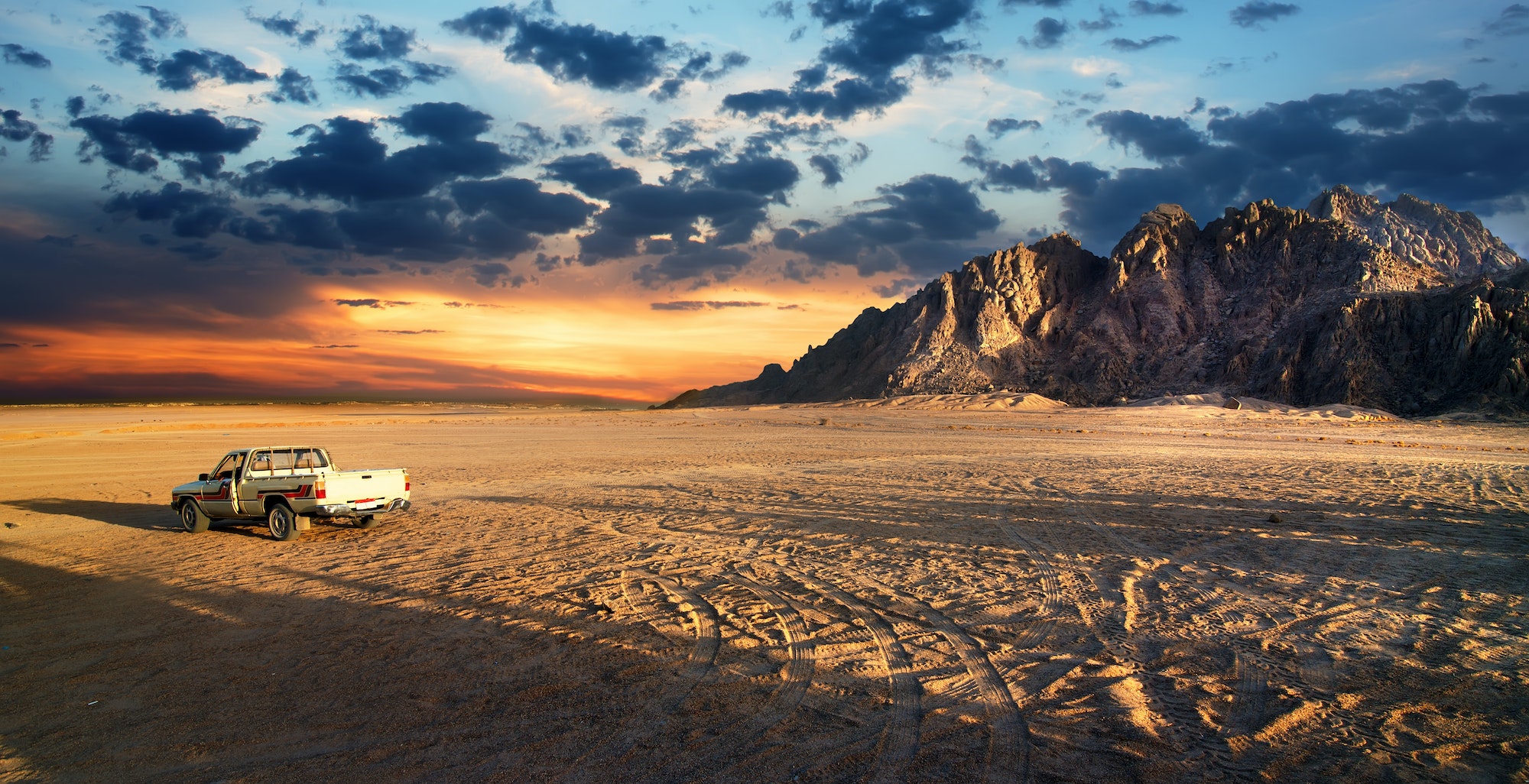 Sandy field in desert of Egypt